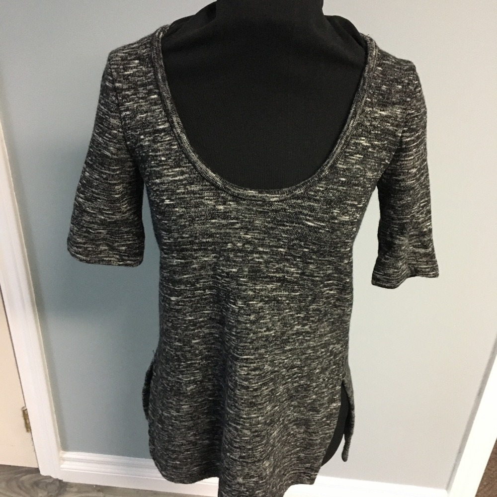 Zara 3/4 Sleeve Scoop Neck Peppered Tunic Sweater